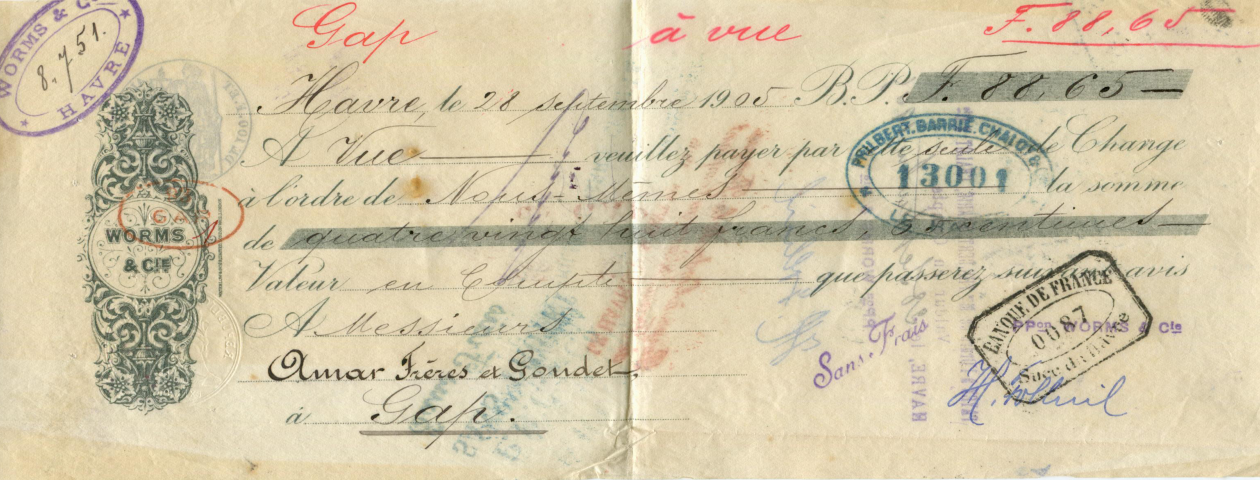 Bill of exchange - Le Havre - 1905